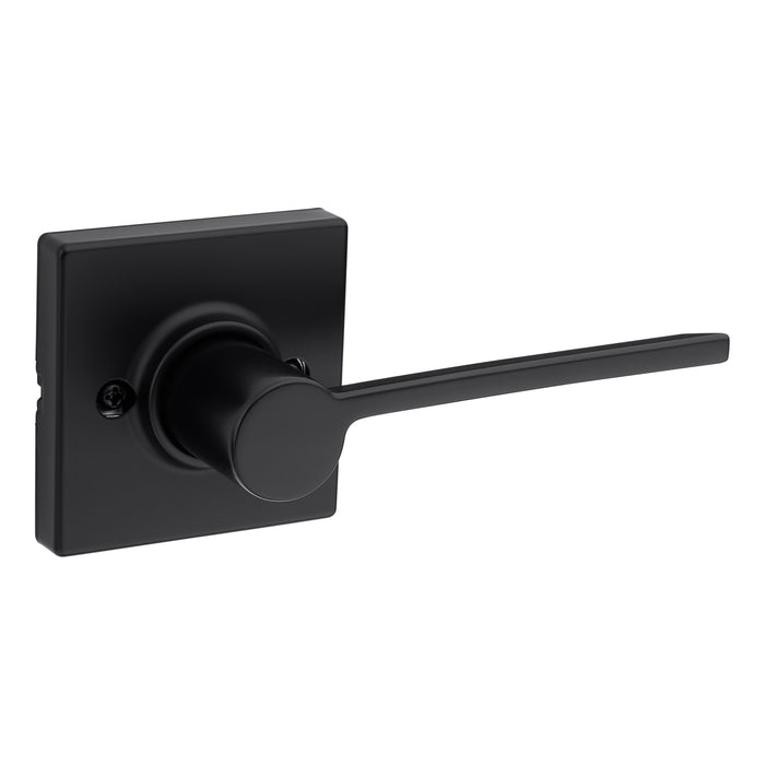 Kwikset 488LRLSQTRH-514 Right Hand Ladera Lever with Square Rose Half Dummy Matte Black Finish