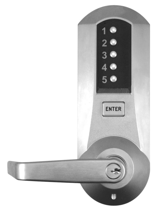 Kaba Simplex 5010BWL26D Mechanical Pushbutton Exit Trim Lock with Best Prep and Winston Lever Satin Chrome Finish