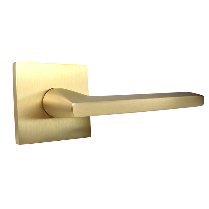 Emtek 5050HLOUS4 Helios Lever Dummy Pair with Square Rose for 1-1/4" to 2" Door Satin Brass Finish