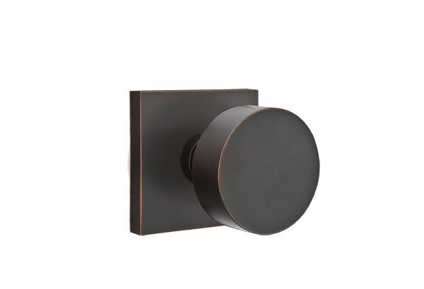 Emtek 5050ROUUS10B Round Knob Dummy Pair with Square Rose for 1-1/4" to 2" Door Oil Rubbed Bronze Finish