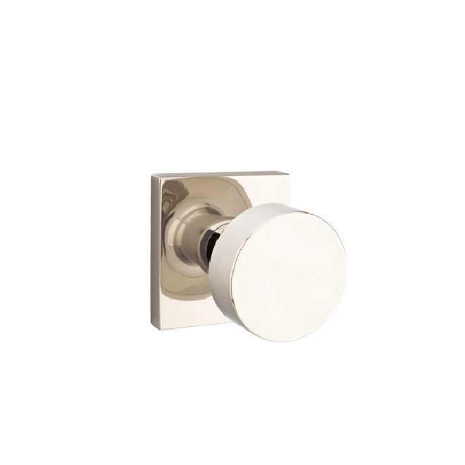 Emtek 5050ROUUS14 Round Knob Dummy Pair with Square Rose for 1-1/4" to 2" Door Polished Nickel Lifetime Finish