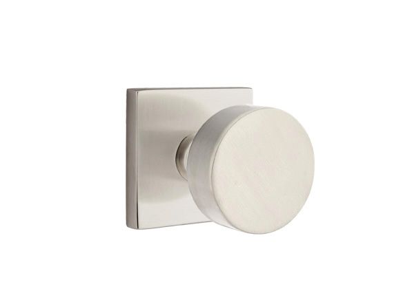 Emtek 5050ROUUS15 Round Knob Dummy Pair with Square Rose for 1-1/4" to 2" Door Satin Nickel Finish