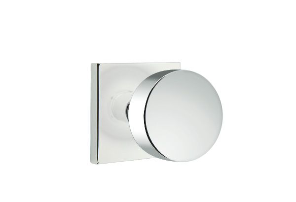 Emtek 5050ROUUS26 Round Knob Dummy Pair with Square Rose for 1-1/4" to 2" Door Polished Chrome Finish