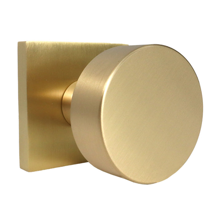 Emtek 5050ROUUS4 Round Knob Dummy Pair with Square Rose for 1-1/4" to 2" Door Satin Brass Finish