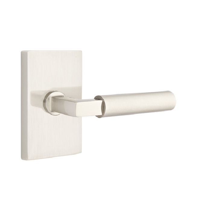 Emtek 5052HECUS15 Hercules Lever Dummy Pair with Modern Rectangular Rose for 1-1/4" to 2" Door Satin Nickel Finish