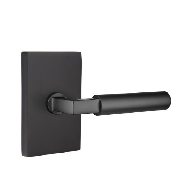 Emtek 5052HECUS19 Hercules Lever Dummy Pair with Modern Rectangular Rose for 1-1/4" to 2" Door Flat Black Finish