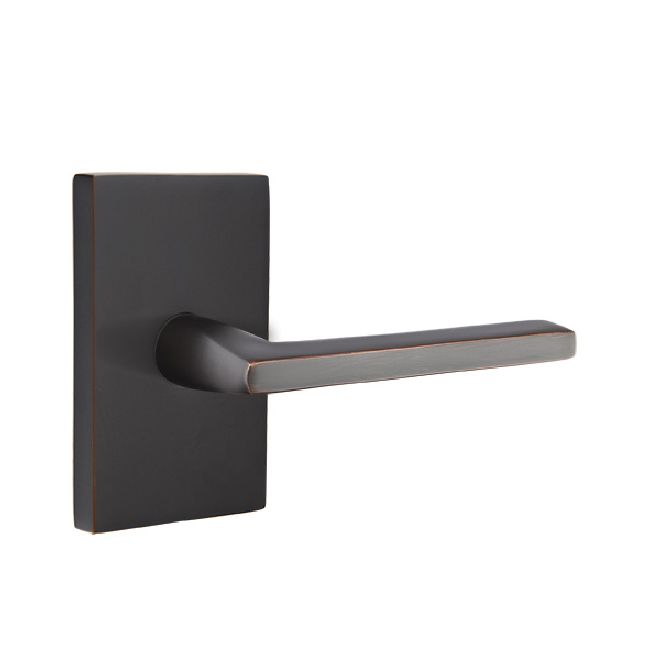 Emtek 5052HLOUS10B Helios Lever Dummy Pair with Modern Rectangular Rose for 1-1/4" to 2" Door Oil Rubbed Bronze Finish