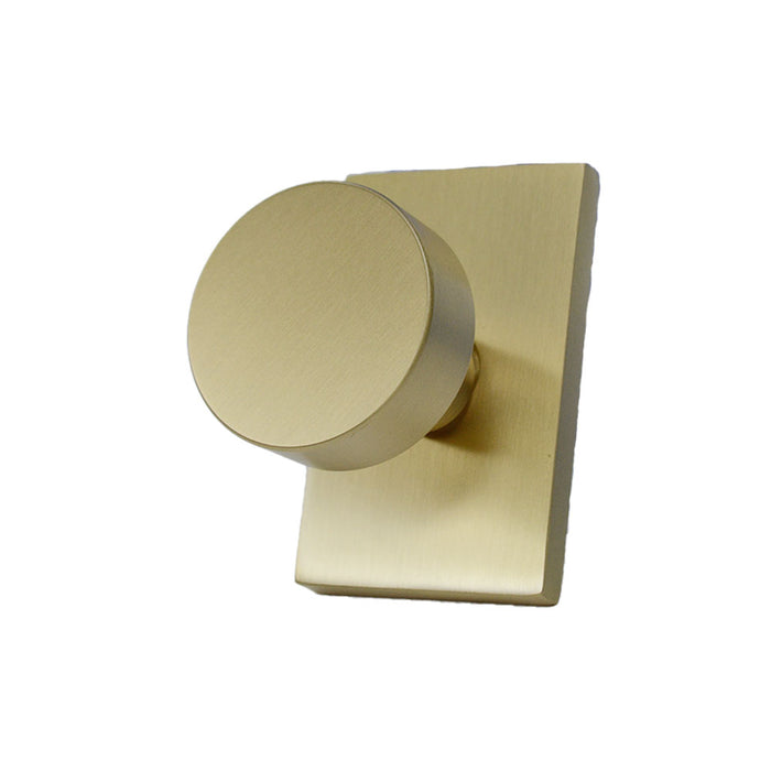 Emtek 5052ROUUS4 Round Knob Dummy Pair with Modern Rectangular Rose for 1-1/4" to 2" Door Satin Brass Finish