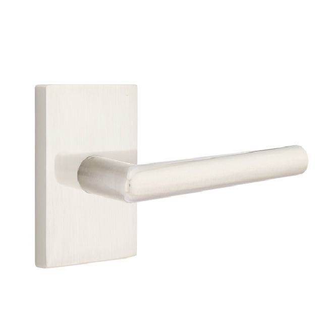 Emtek 5052STUUS15 Stuttgart Lever Dummy Pair with Modern Rectangular Rose for 1-1/4" to 2" Door Satin Nickel Finish