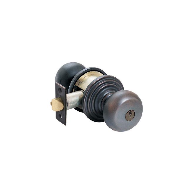 Emtek 5100PUS10B Providence Knob 2-3/8" and 2-3/4" Backset Keyed Entry with Regular Rose for 1-1/4" to 2-1/16" Door Oil Rubbed Bronze Finish