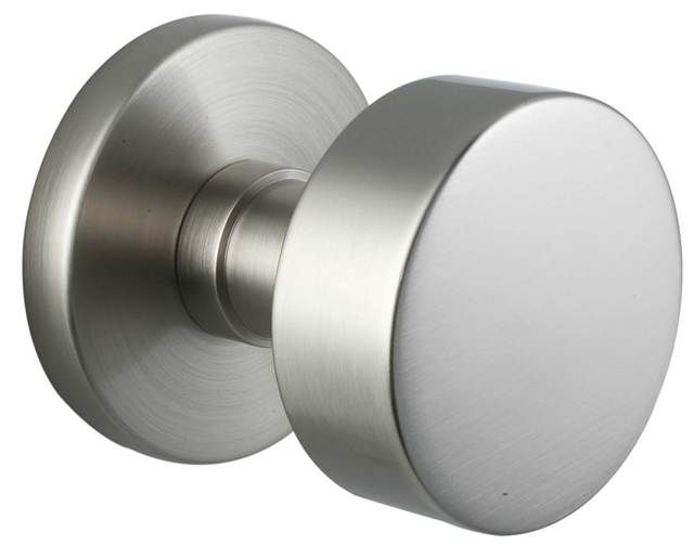 Emtek 5109ROUUS15 Round Knob 2-3/8" Backset Passage with Disk Rose for 1-1/4" to 2" Door Satin Nickel Finish