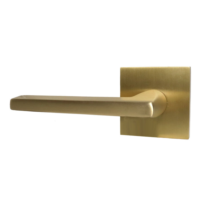 Emtek 5110HLOUS4LH Helios Lever Left Hand 2-3/8" Backset Passage with Square Rose for 1-1/4" to 2" Door Satin Brass Finish