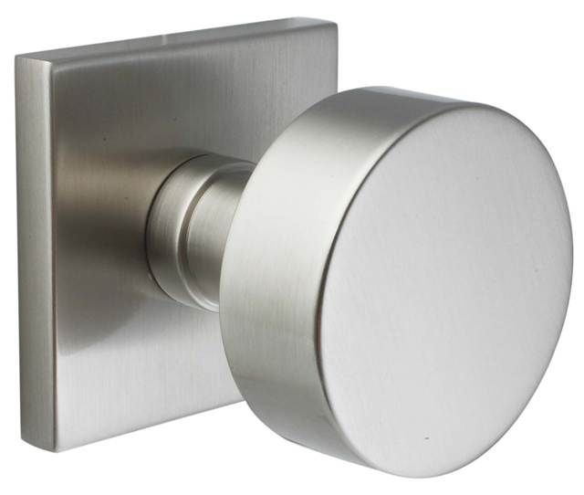 Emtek 5110ROUUS15 Round Knob 2-3/8" Backset Passage with Square Rose for 1-1/4" to 2" Door Satin Nickel Finish