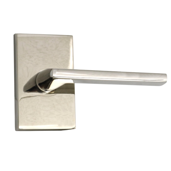 Emtek 5112HLOUS14RH Helios Lever Right Hand 2-3/8" Backset Passage with Modern Rectangular Rose for 1-1/4" to 2" Door Polished Nickel Lifetime Finish