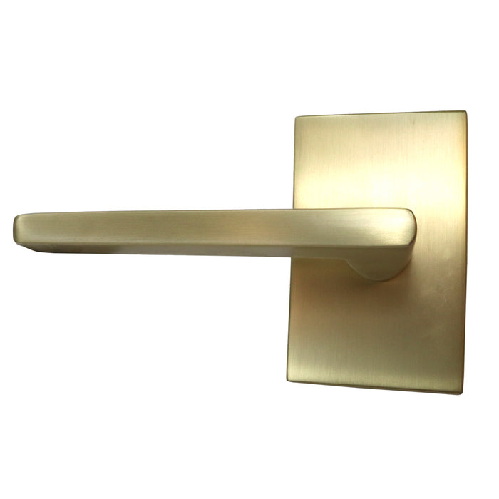 Emtek 5112HLOUS4LH Helios Lever Left Hand 2-3/8" Backset Passage with Modern Rectangular Rose for 1-1/4" to 2" Door Satin Brass Finish