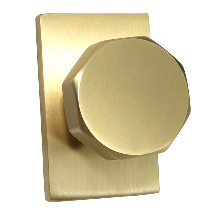 Emtek 5112OCTUS4 Octagon Knob 2-3/8" Backset Passage with Modern Rectangular Rose for 1-3/8" to 2" Door Satin Brass Finish