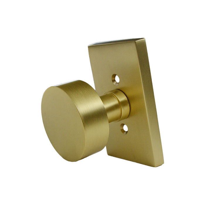 Emtek 5112ROUUS4 Round Knob 2-3/8" Backset Passage with Modern Rectangular Rose for 1-1/4" to 2" Door Satin Brass Finish