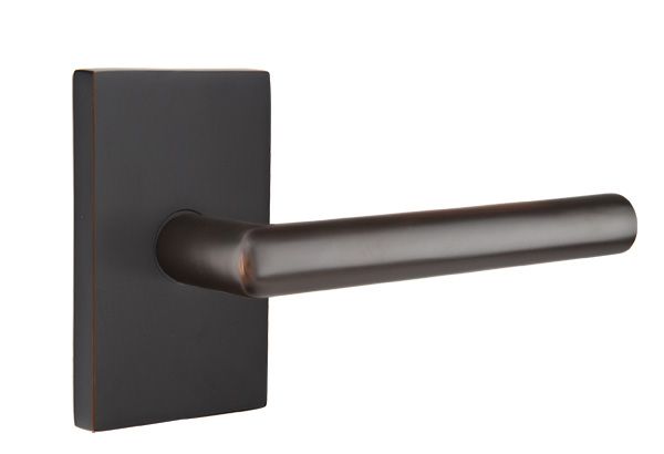 Emtek 5112STUUS10BRH Stuttgart Lever Right Hand 2-3/8" Backset Passage with Modern Rectangular Rose for 1-1/4" to 2" Door Oil Rubbed Bronze Finish