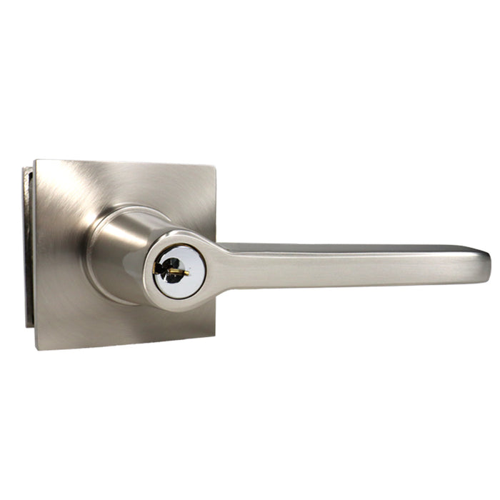 Emtek 5122HLOUS15RH.RLS Helios Lever Right Hand 2-3/8" and 2-3/4" Backset with Radius Latch Strike Keyed Entry with Square Rose for 1-1/4" to 2-1/16" Door Satin Nickel Finish