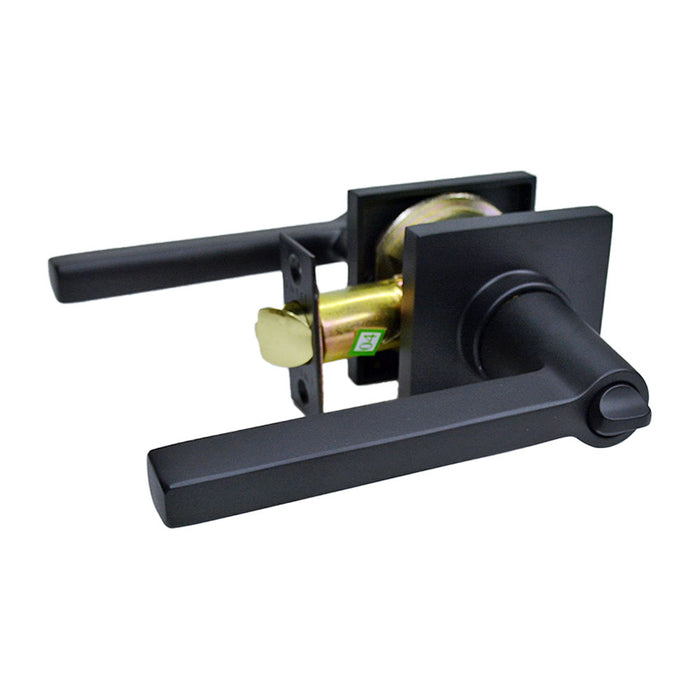 Emtek 5122HLOUS19RH Helios Lever Right Hand 2-3/8" and 2-3/4" Backset Keyed Entry with Square Rose for 1-1/4" to 2-1/16" Door Flat Black Finish