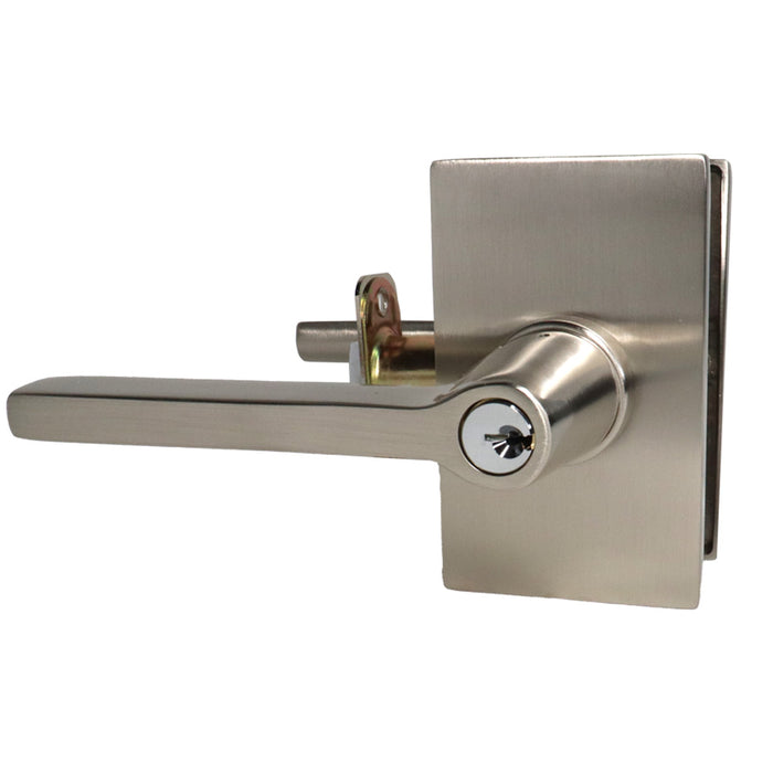 Emtek 5123HLOUS15RH.RLS Helios Lever Right Hand 2-3/8" Backset with Radius Latch Strike Keyed Entry with Modern Rectangular Rose for 1-1/4" to 2-1/16" Door Satin Nickel Finish