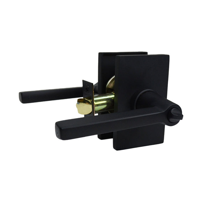 Emtek 5123HLOUS19RH Helios Lever Right Hand 2-3/8" Backset Keyed Entry with Modern Rectangular Rose for 1-1/4" to 2-1/16" Door Flat Black Finish