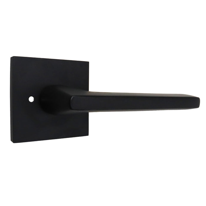 Emtek 5210HLOUS19RH.RLS Helios Lever Right Hand 2-3/8" Backset with Radius Latch Strike Privacy with Square Rose for 1-1/4" to 2" Door Flat Black Finish