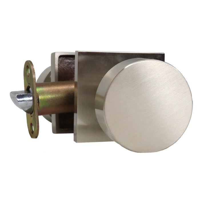 Emtek 5210ROUUS15.RLS Round Knob 2-3/8" Backset with Radius Latch Strike Privacy with Square Rose for 1-1/4" to 2" Door Satin Nickel Finish