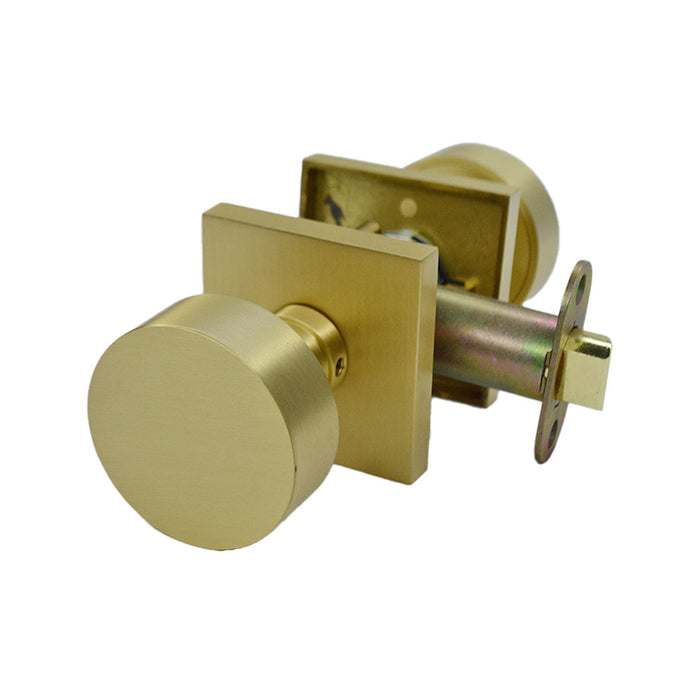 Emtek 5210ROUUS4 Round Knob 2-3/8" Backset Privacy with Square Rose for 1-1/4" to 2" Door Satin Brass Finish