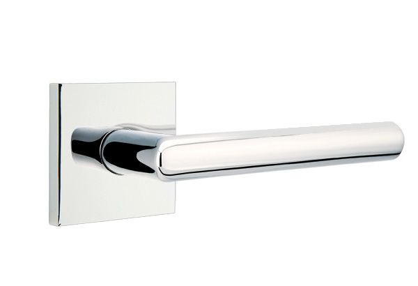 Emtek 5210STUUS26RH Stuttgart Lever Right Hand 2-3/8" Backset Privacy with Square Rose for 1-1/4" to 2" Door Polished Chrome Finish