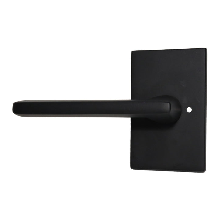 Emtek 5212HLOUS19LH.RLS Helios Lever Left Hand 2-3/8" Backset with Radius Latch Strike Privacy with Modern Rectangular Rose for 1-1/4" to 2" Door Flat Black Finish