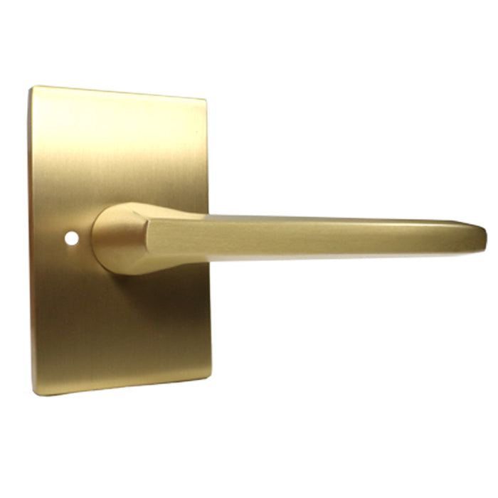 Emtek 5212HLOUS4RH Helios Lever Right Hand 2-3/8" Backset Privacy with Modern Rectangular Rose for 1-1/4" to 2" Door Satin Brass Finish