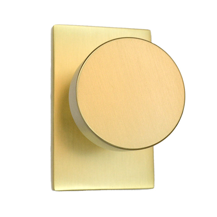 Emtek 5212ROUUS4 Round Knob 2-3/8" Backset Privacy with Modern Rectangular Rose for 1-1/4" to 2" Door Satin Brass Finish