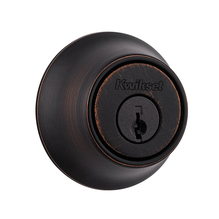 Kwikset 660-11P26SRV1 Single Cylinder Deadbolt with New Chassis SmartKey with RCAL Latch and RCS Strike Venetian Bronze By Bright Chrome Finish