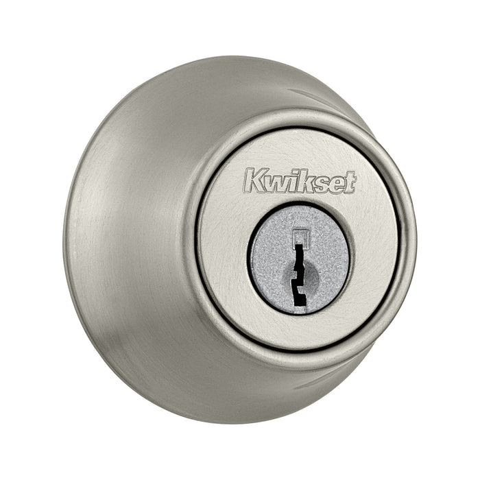 Kwikset 660-15RV1 Single Cylinder Deadbolt with New Chassis with RCAL Latch and 3223 Strike Satin Nickel Finish