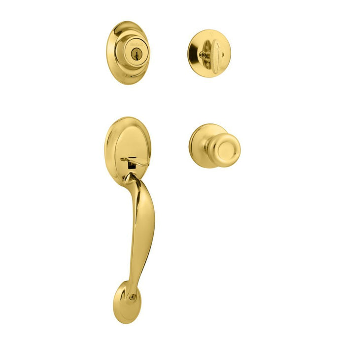 Kwikset 687DALIP-3S Dakota Single Cylinder Exterior Handleset SmartKey with RCAL Latch and RCS Strike Bright Brass Finish