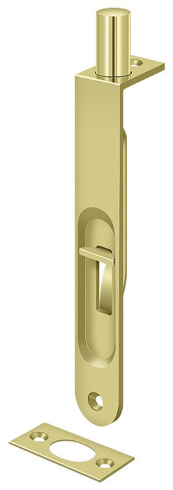 Deltana 6FBR3 6" Flush Bolt; Heavy Duty Round; Bright Brass Finish