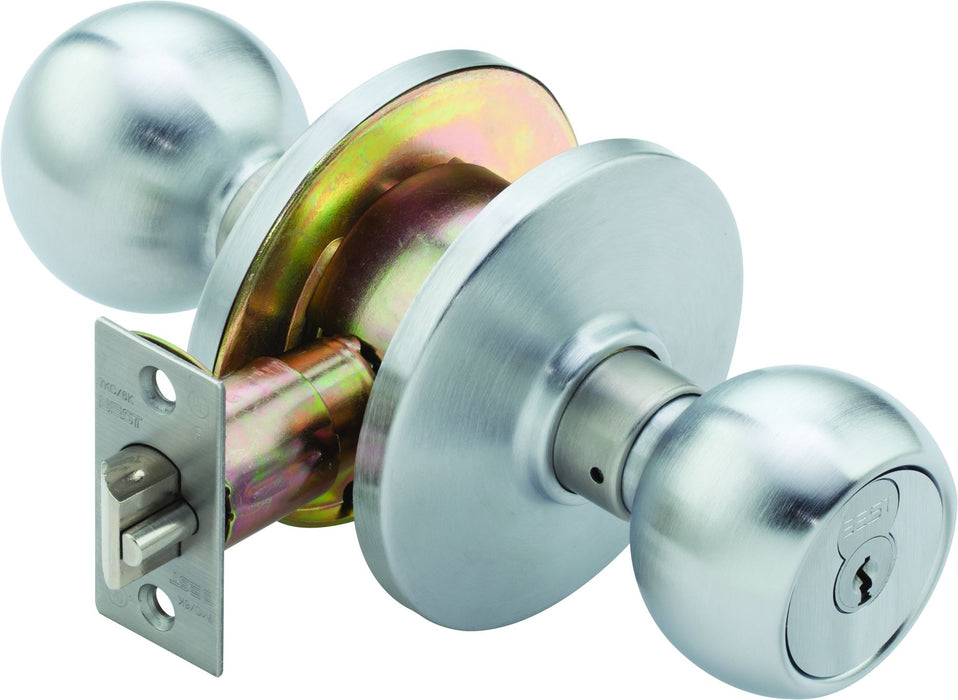 Best 6K37AB4CSTK626 6K Series 2-3/4" Backset 7 Pin Entry 4 Knob and C Rose Standard Strike Less Core Satin Chrome Finish