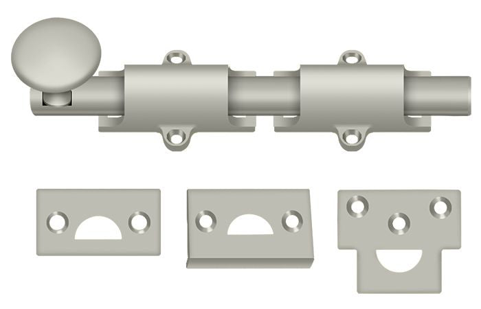 Deltana 6SB15 6" Surface Bolt; Heavy Duty; Satin Nickel Finish