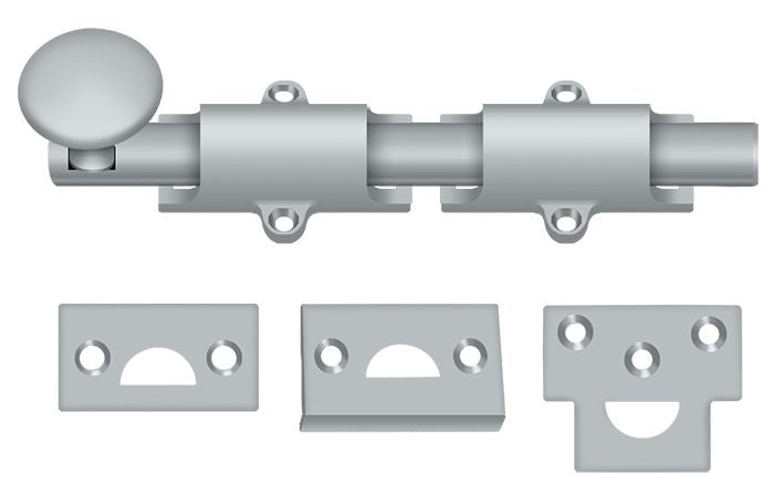 Deltana 6SB26D 6" Surface Bolt; Heavy Duty; Satin Chrome Finish