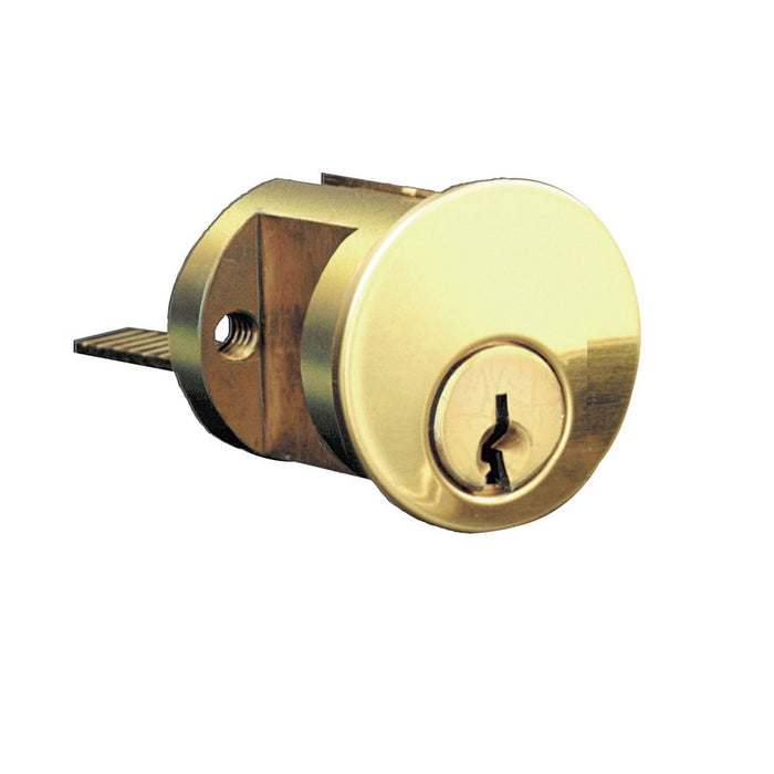 Ilco 7075KS1003 Keyed Different 5 Pin Rim Cylinder with Screw Cap with Kwikset Keyway Bright Brass Finish