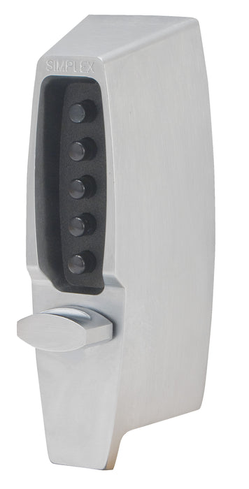 Kaba Simplex 710226D Mechanical Pushbutton Auxiliary Lock with Thumbturn; 1" Deadbolt and 2-3/4" Backset Satin Chrome Finish