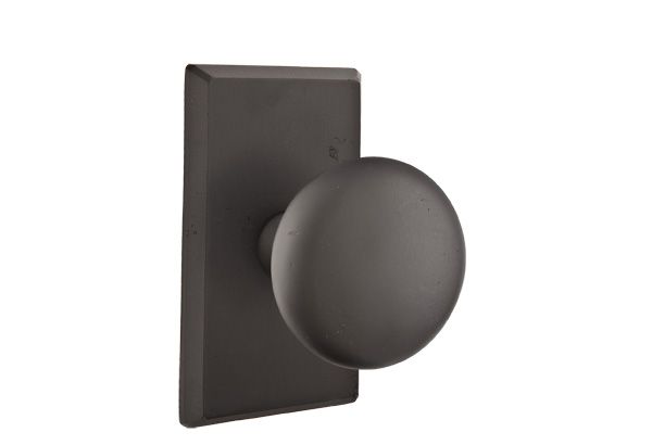 Emtek 7104WCFB Winchester Knob 2-3/8" Backset Passage with Style # 3 Rose for 1-3/8" to 2" Door Flat Black Bronze Finish