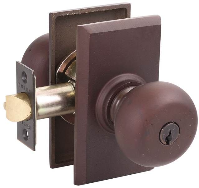 Emtek 7104WCMB Winchester Knob 2-3/8" Backset Passage with Style # 3 Rose for 1-3/8" to 2" Door Medium Bronze Finish