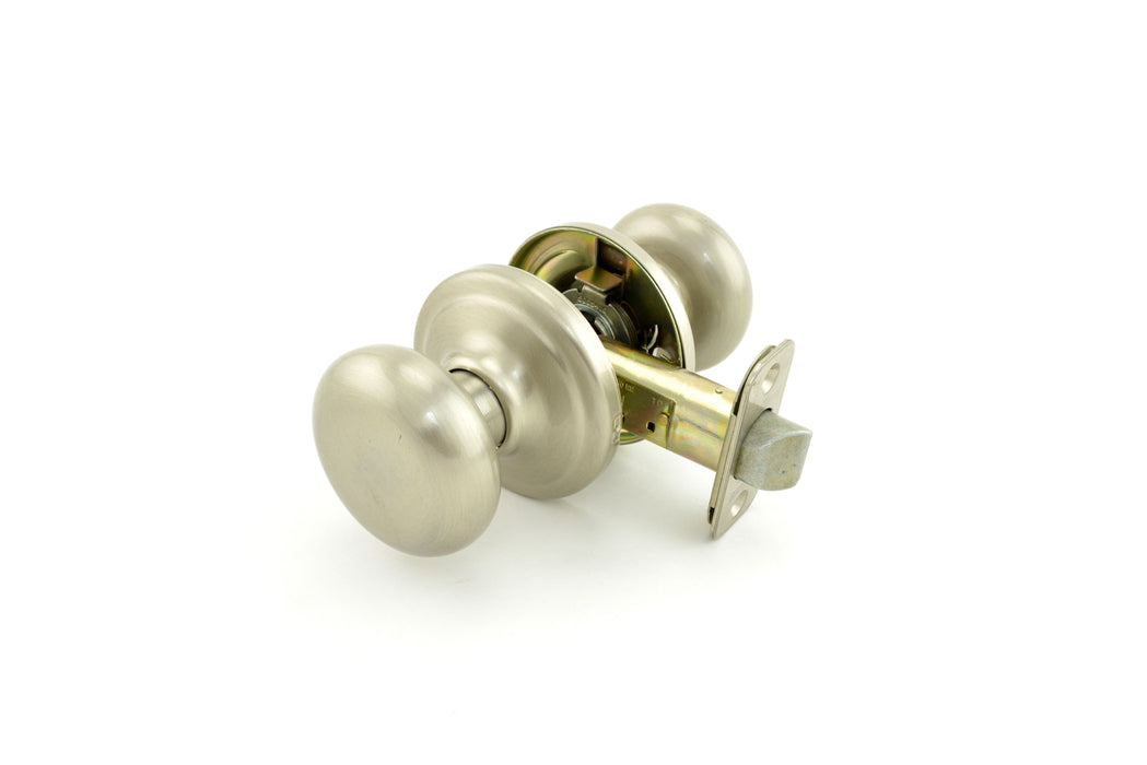 Kwikset 720H-15GC Hancock Knob Passage Door Lock with New Chassis with 6AL Latch and RCS Strike Satin Nickel Finish