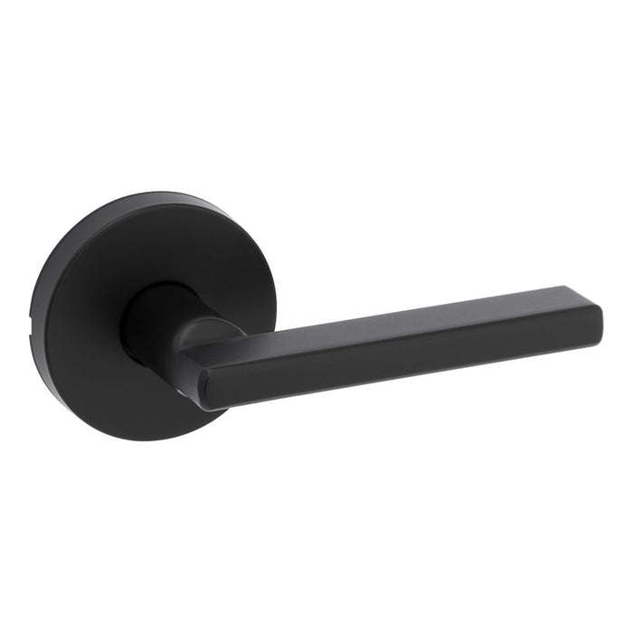 Kwikset 720HFLRDT-514 Halifax Lever with Round Rose Passage Door Lock with 6AL Latch and RCS Strike Matte Black Finish