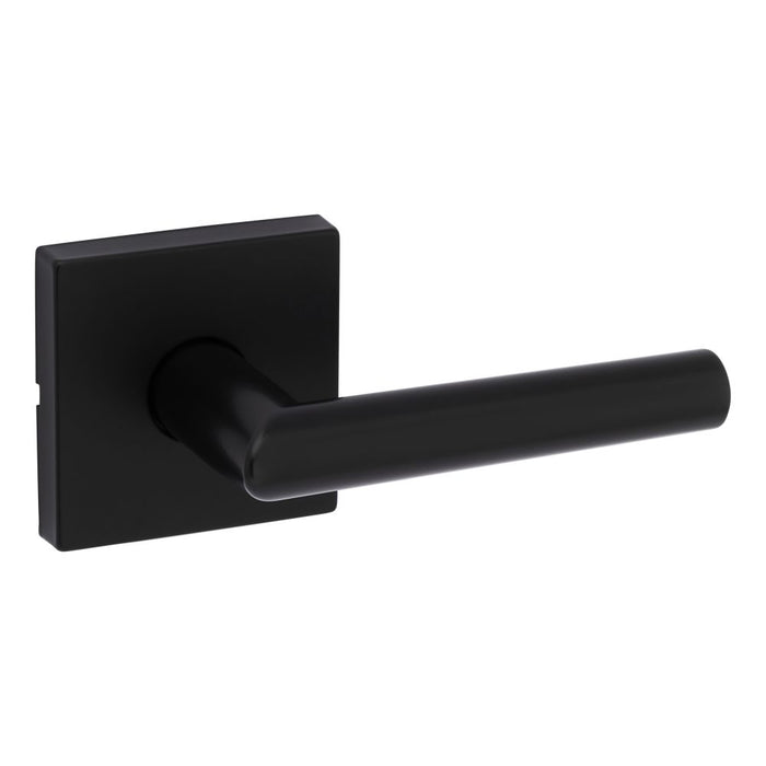 Kwikset 720MILSQT-514 Milan Lever with Square Rose Passage Door Lock with 6AL Latch and RCS Strike Matte Black Finish