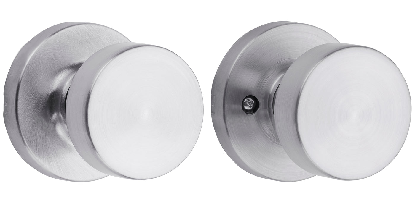 Kwikset 720PSKRDT-26D Pismo Knob with Round Rose Passage Lock with 6AL Latch and RCS Strike Satin Chrome Finish