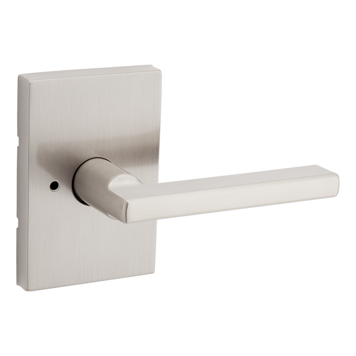 Kwikset 730HFLRCT-15 Halifax Lever with Rectangular Rose Privacy Door Lock with 6AL Latch and RCS Strike Satin Nickel Finish