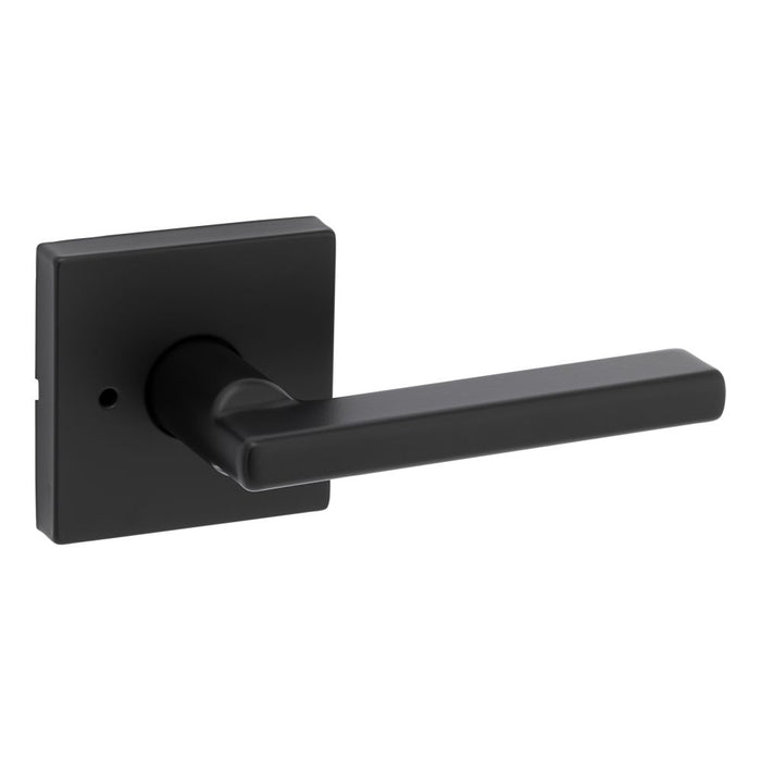 Kwikset 730HFLSQT-514 Halifax Lever with Square Rose Privacy Door Lock with 6AL Latch and RCS Strike Matte Black Finish